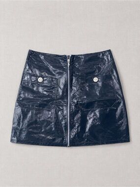 Vintage Moda International faux-leather zip skirt